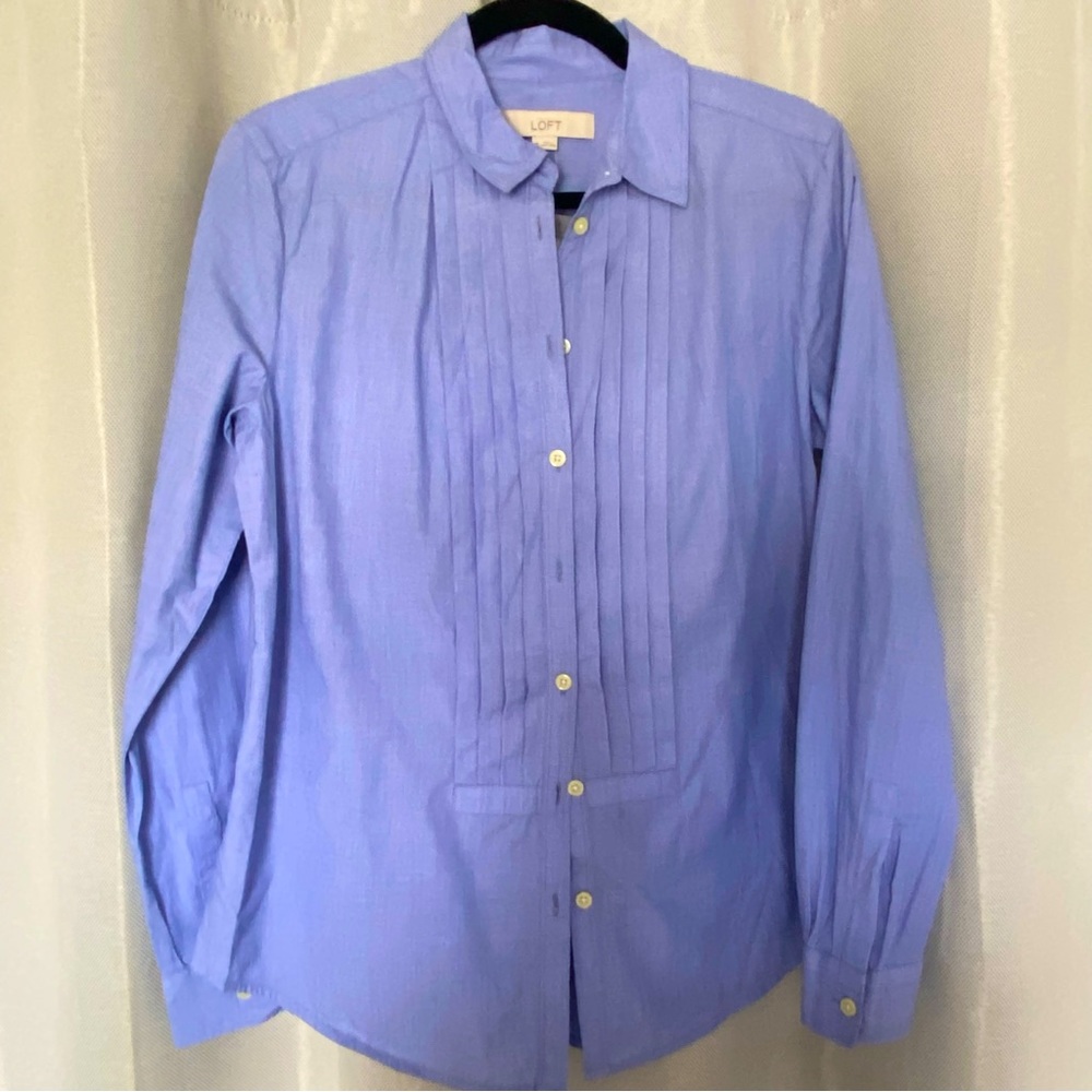 🆕 LOFT blue pleated collar shirt